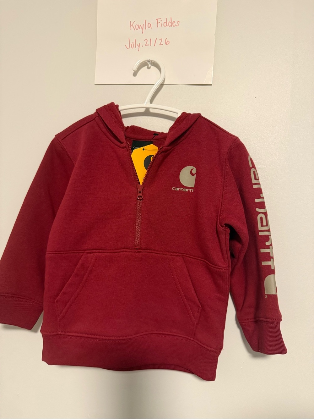 Carhartt Kids Burgundy Half-Zip Hoodie
